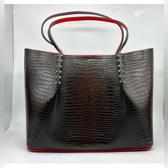 Christian Louboutin Handbags - CHRISTIAN LOUBOUTIN Calfskin
Crocodile Embossed Spikes Large in Espresso ☕️ 👠